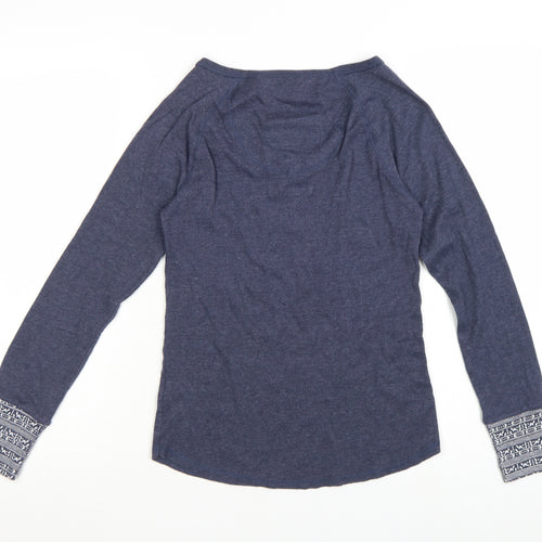 SoulCal & Co Women Blue Long Sleeve Henley Jersey Top Size 10