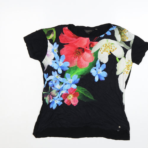 Ted Baker Women's Multicoloured Floral Viscose T-Shirt Size 14