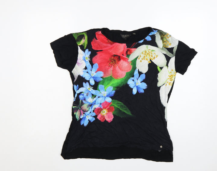 Ted Baker Women's Multicoloured Floral Viscose T-Shirt Size 14