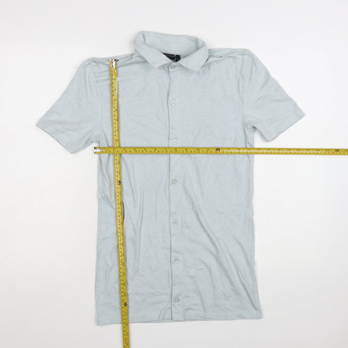ASOS DESIGN Men's Grey Slim Fit Short Sleeve Button-Up Shirt Size S