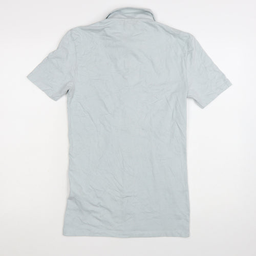 ASOS DESIGN Men's Grey Slim Fit Short Sleeve Button-Up Shirt Size S