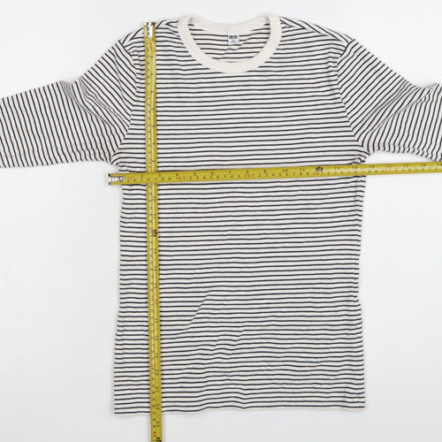 Uniqlo Women Black White Striped Long Sleeve Crew Neck T-Shirt XS