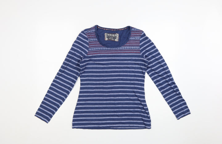 Marks and Spencer Women’s Blue Striped Long Sleeve Jersey T-Shirt Size 12