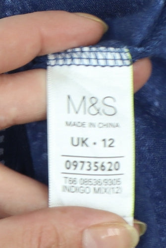 Marks and Spencer Women’s Blue Striped Long Sleeve Jersey T-Shirt Size 12
