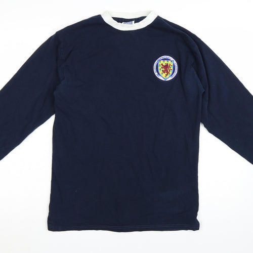 Score Draw Men’s Navy Long Sleeve Scotland Retro Cotton T-Shirt Large