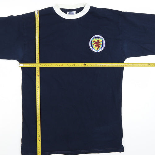 Score Draw Men’s Navy Long Sleeve Scotland Retro Cotton T-Shirt Large