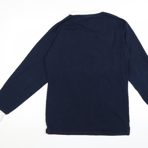 Score Draw Men’s Navy Long Sleeve Scotland Retro Cotton T-Shirt Large