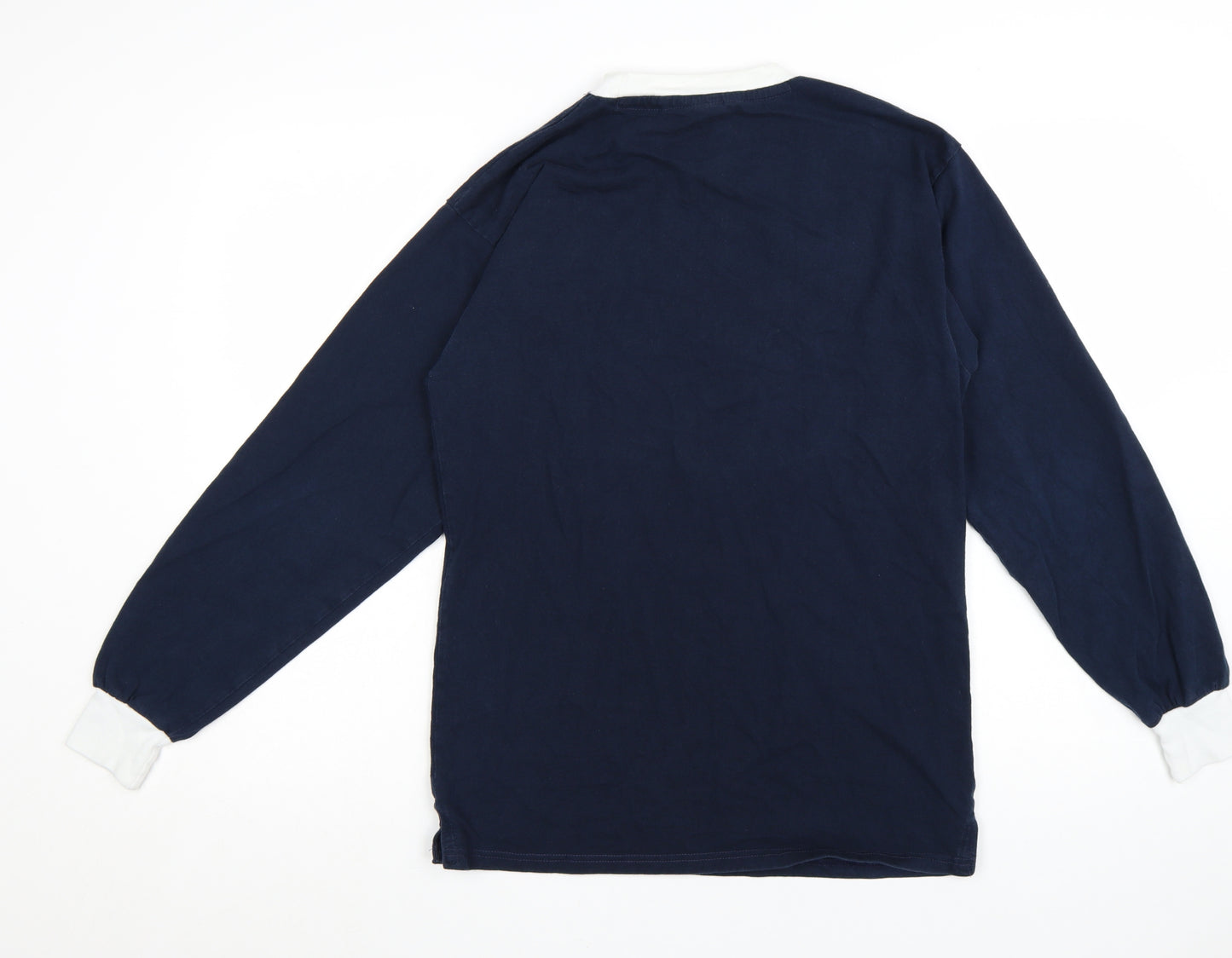 Score Draw Men’s Navy Long Sleeve Scotland Retro Cotton T-Shirt Large