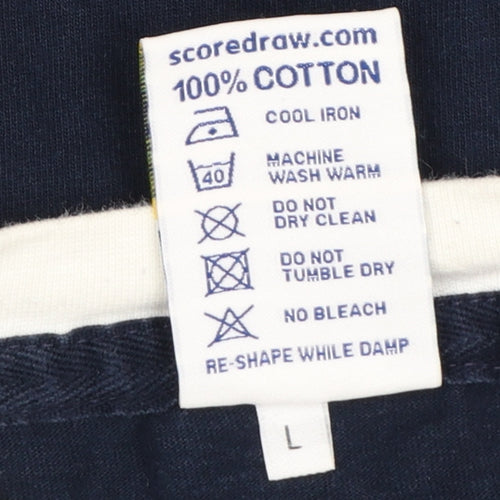 Score Draw Men’s Navy Long Sleeve Scotland Retro Cotton T-Shirt Large