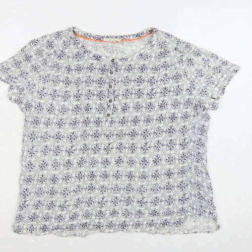 White Stuff Women Blue Floral Linen Button-Up Shirt UK 14
