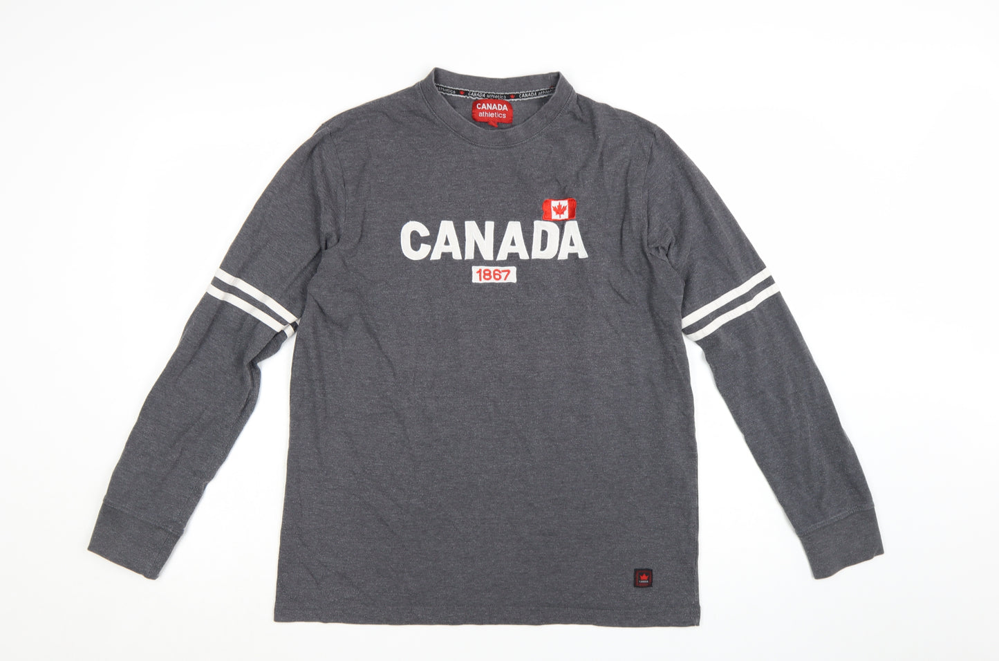Canada Athletics Men's Grey Long Sleeve Patriotic T-Shirt Size L
