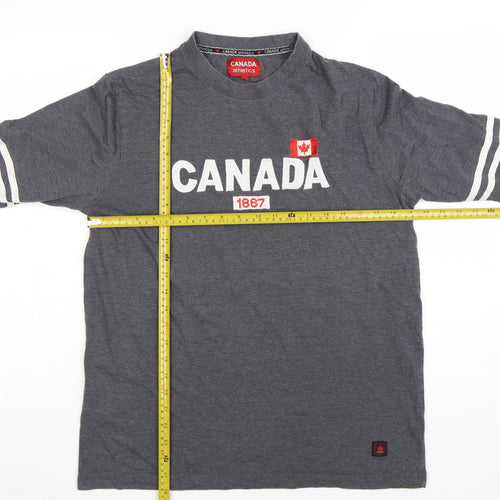 Canada Athletics Men's Grey Long Sleeve Patriotic T-Shirt Size L