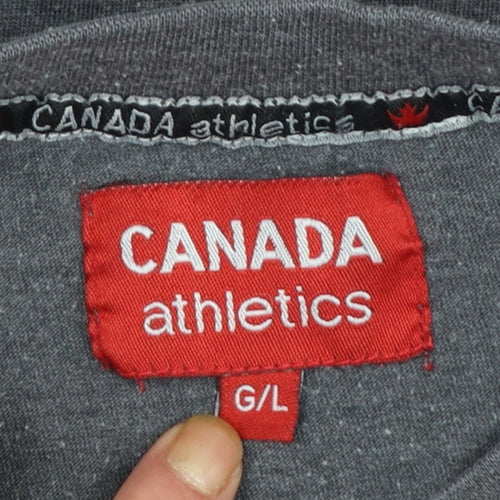 Canada Athletics Men's Grey Long Sleeve Patriotic T-Shirt Size L