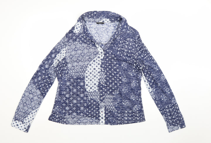 Roman Women Blue Floral Collared Long Sleeve Tunic Blouse Size 20