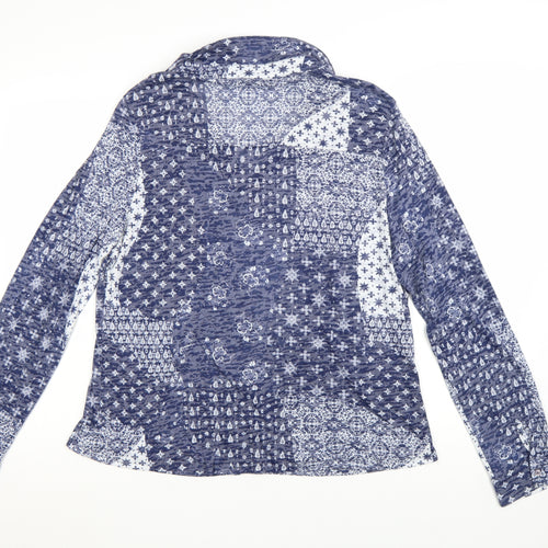 Roman Women Blue Floral Collared Long Sleeve Tunic Blouse Size 20