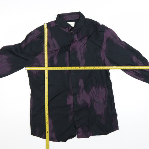 Marks and Spencer Men’s Purple Long Sleeve Button-Up Shirt M