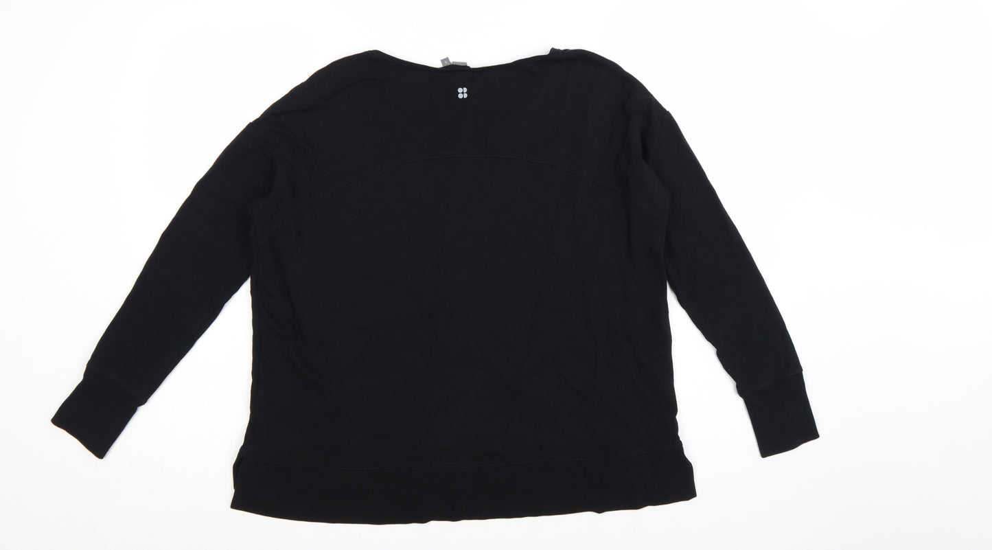 Sweaty Betty Women Black Cotton Modal Pullover Sweatshirt Size S