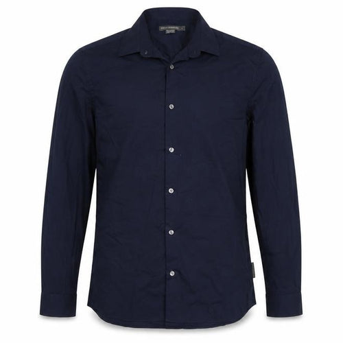 French Connection Men's Navy Long Sleeve Classic Cotton Blend Button-Up Shirt Size L
