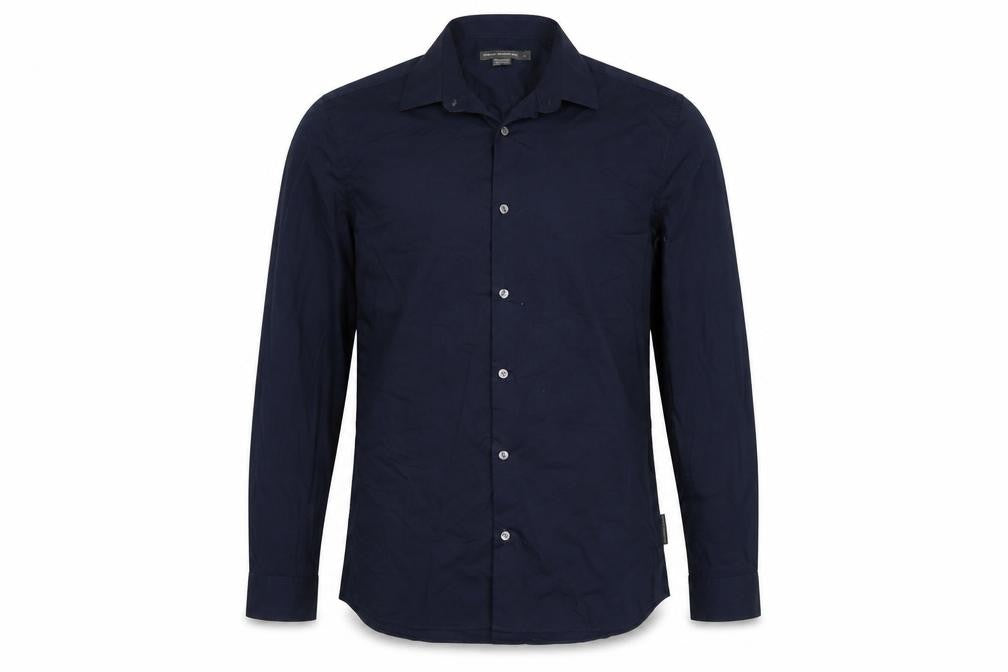 French Connection Men's Navy Long Sleeve Classic Cotton Blend Button-Up Shirt Size L