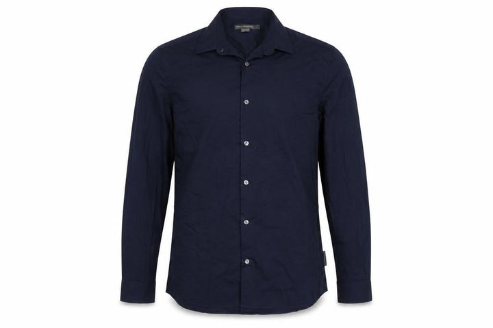 French Connection Men's Navy Long Sleeve Classic Cotton Blend Button-Up Shirt Size L