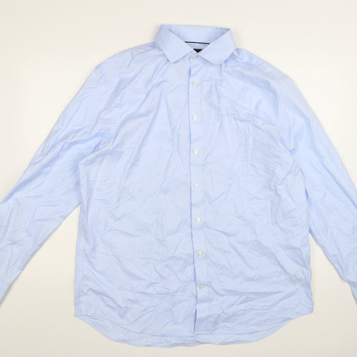 Marks and Spencer Mens Blue Regular Fit Cotton Dress Shirt 17.5in