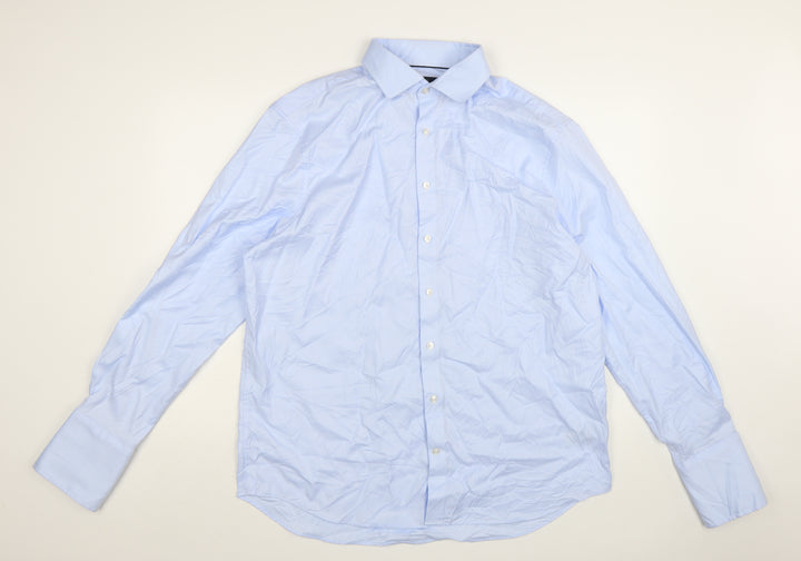 Marks and Spencer Mens Blue Regular Fit Cotton Dress Shirt 17.5in