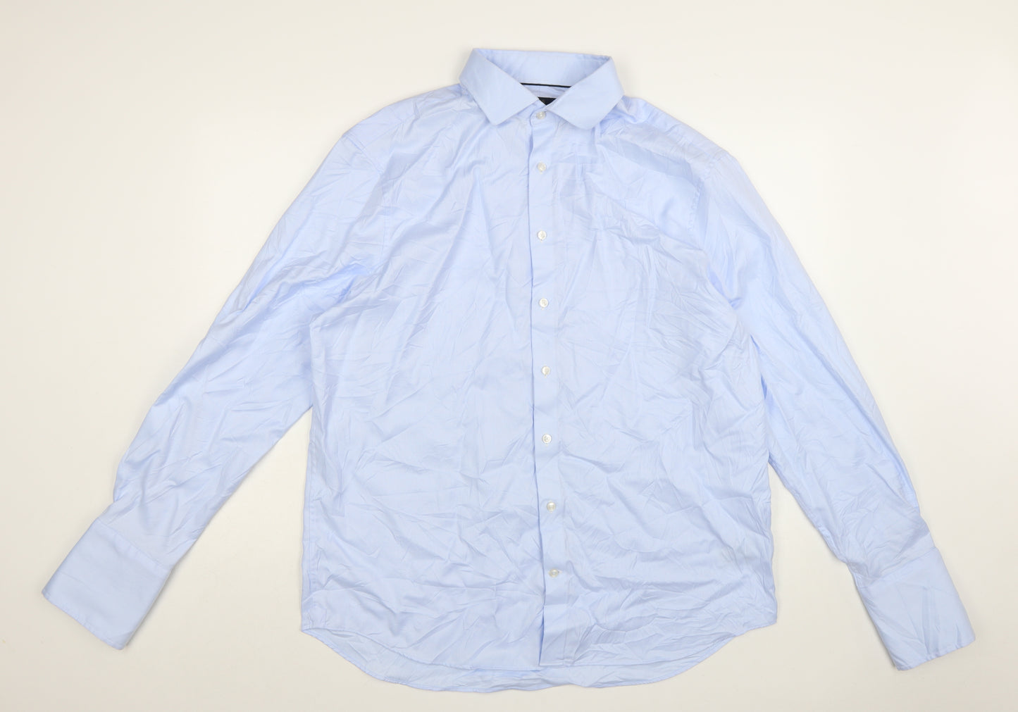 Marks and Spencer Mens Blue Regular Fit Cotton Dress Shirt 17.5in