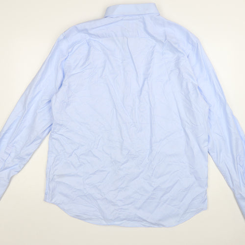 Marks and Spencer Mens Blue Regular Fit Cotton Dress Shirt 17.5in
