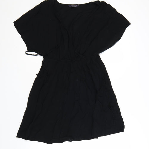 Marks and Spencer Women’s Black Viscose Short Sleeve Wrap Dress Size 10