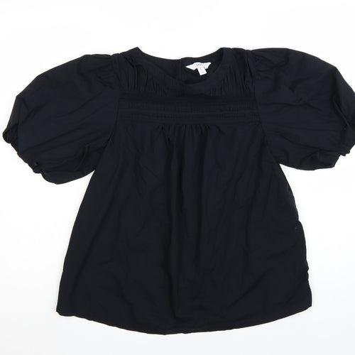 Marks and Spencer Women's Black Size 8 Puff Sleeve Tunic Blouse