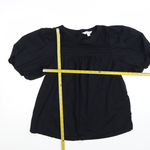 Marks and Spencer Women's Black Size 8 Puff Sleeve Tunic Blouse