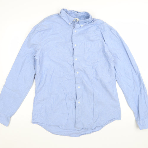 Marks and Spencer Autograph Men's Blue Slim Fit Long Sleeve Button-Up Shirt Size L