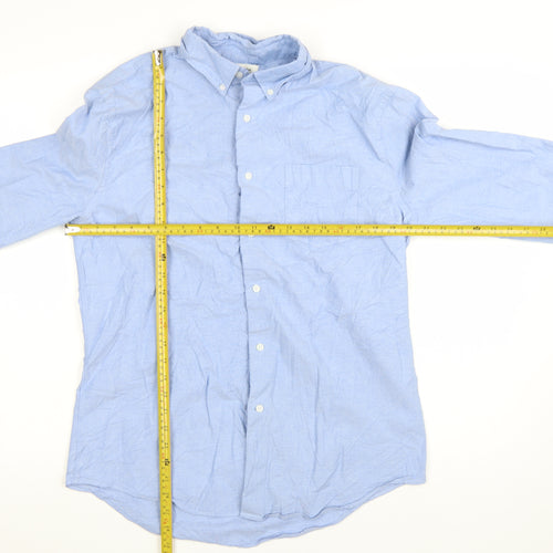 Marks and Spencer Autograph Men's Blue Slim Fit Long Sleeve Button-Up Shirt Size L