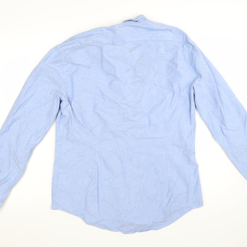 Marks and Spencer Autograph Men's Blue Slim Fit Long Sleeve Button-Up Shirt Size L