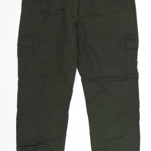 Marks and Spencer Men's Green Cargo Trousers XL Elastic Waist Cotton Blend