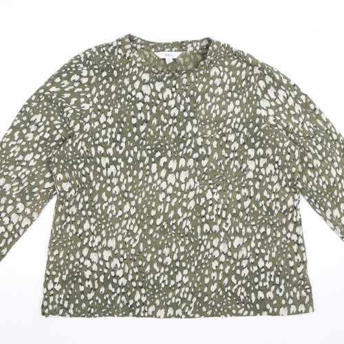 Marks and Spencer Women’s Green Animal Print Cotton Blouse Size 18