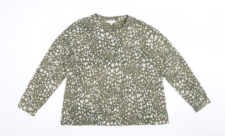 Marks and Spencer Women’s Green Animal Print Cotton Blouse Size 18