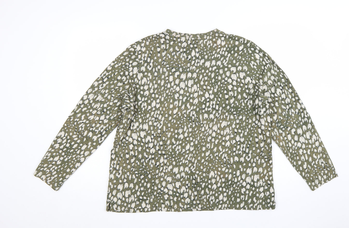 Marks and Spencer Women’s Green Animal Print Cotton Blouse Size 18