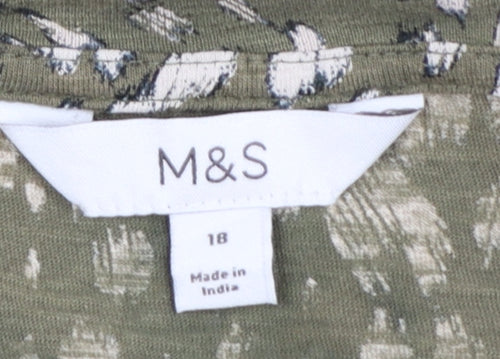 Marks and Spencer Women’s Green Animal Print Cotton Blouse Size 18