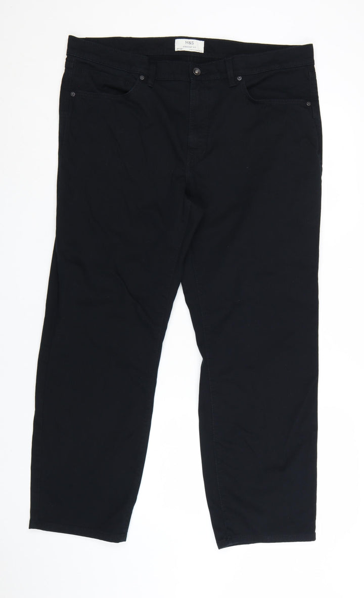 Marks and Spencer Men's Black 38x29 Straight Fit Stretch Jeans