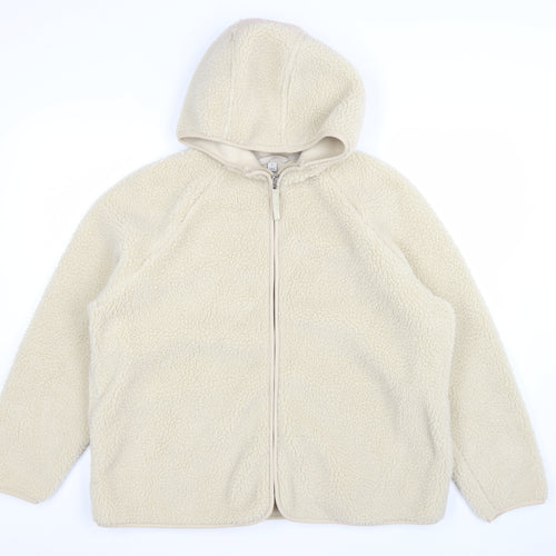 Marks and Spencer Women’s Beige Fleece Hooded Zip Jacket Size 18