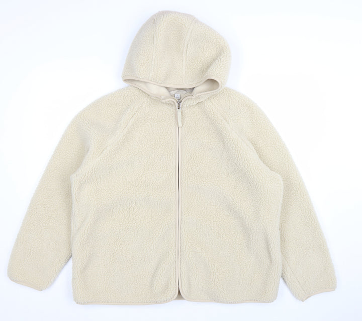 Marks and Spencer Women’s Beige Fleece Hooded Zip Jacket Size 18