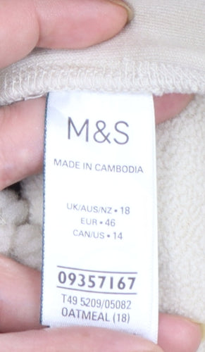 Marks and Spencer Women’s Beige Fleece Hooded Zip Jacket Size 18