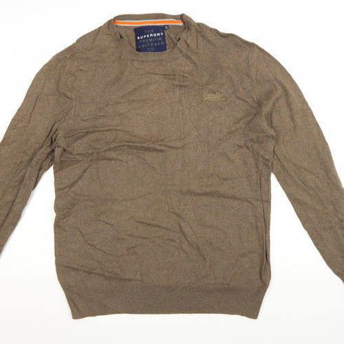 Superdry Men's Brown XL Crew Neck Premium Cotton Cashmere Jumper