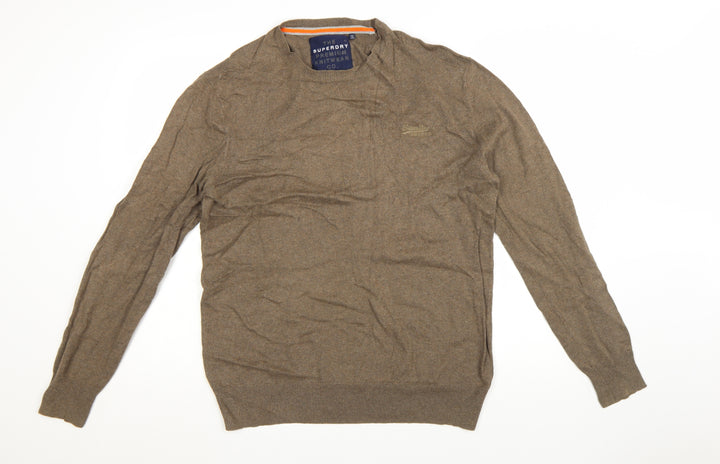 Superdry Men's Brown XL Crew Neck Premium Cotton Cashmere Jumper
