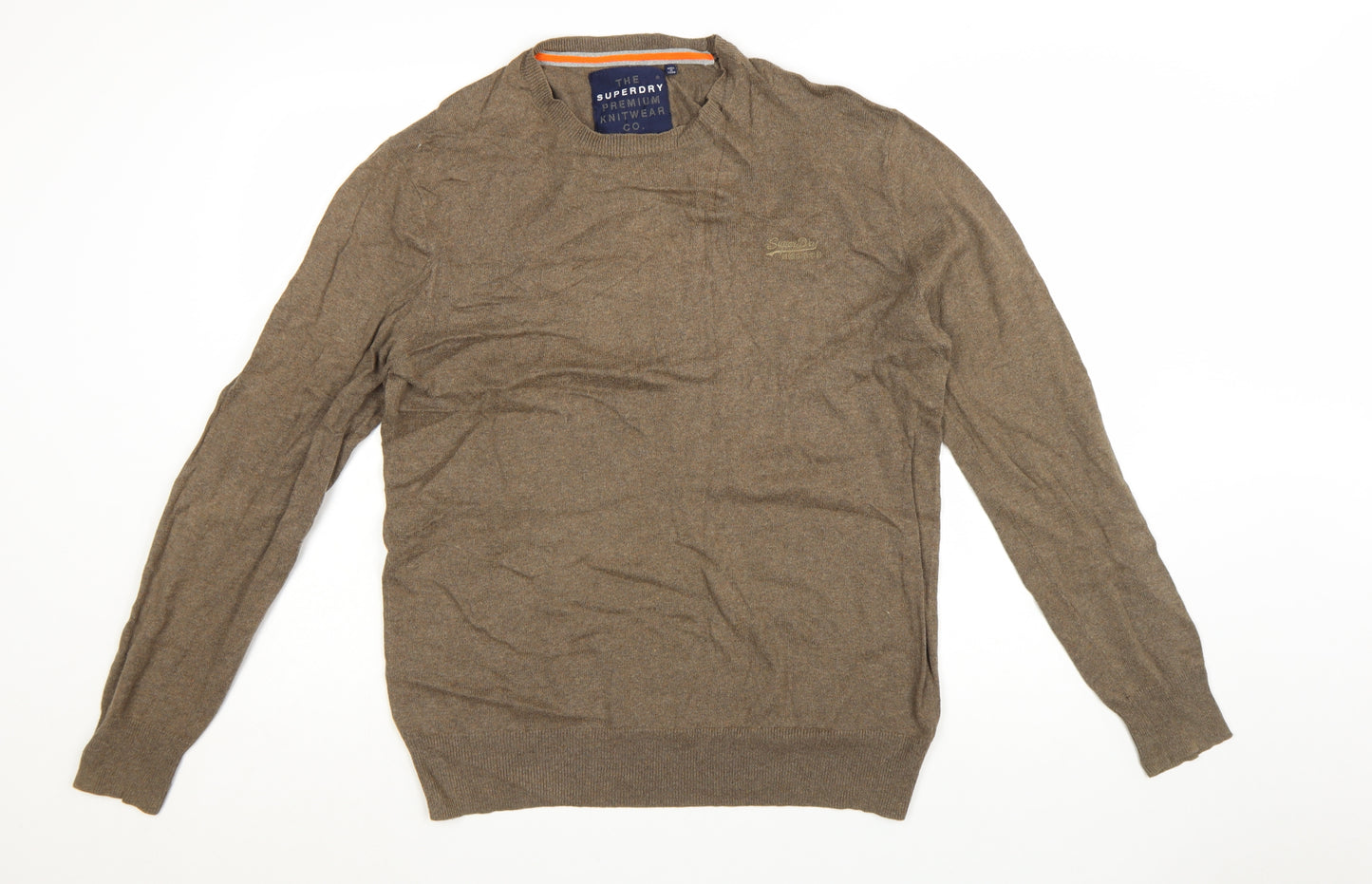 Superdry Men's Brown XL Crew Neck Premium Cotton Cashmere Jumper