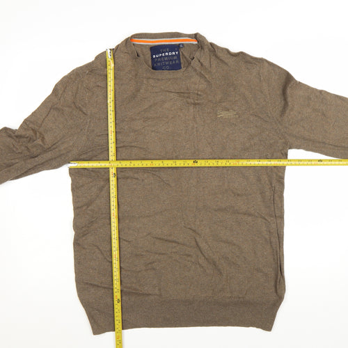 Superdry Men's Brown XL Crew Neck Premium Cotton Cashmere Jumper