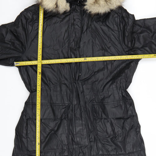 Marks and Spencer Women’s Black Faux Fur Hooded Parka Coat Size 14