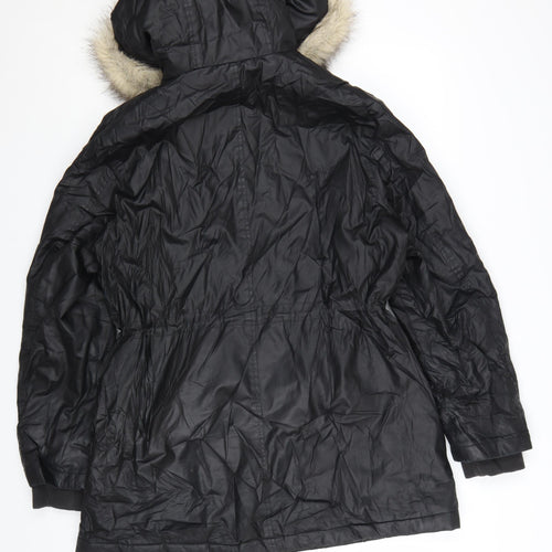 Marks and Spencer Women’s Black Faux Fur Hooded Parka Coat Size 14