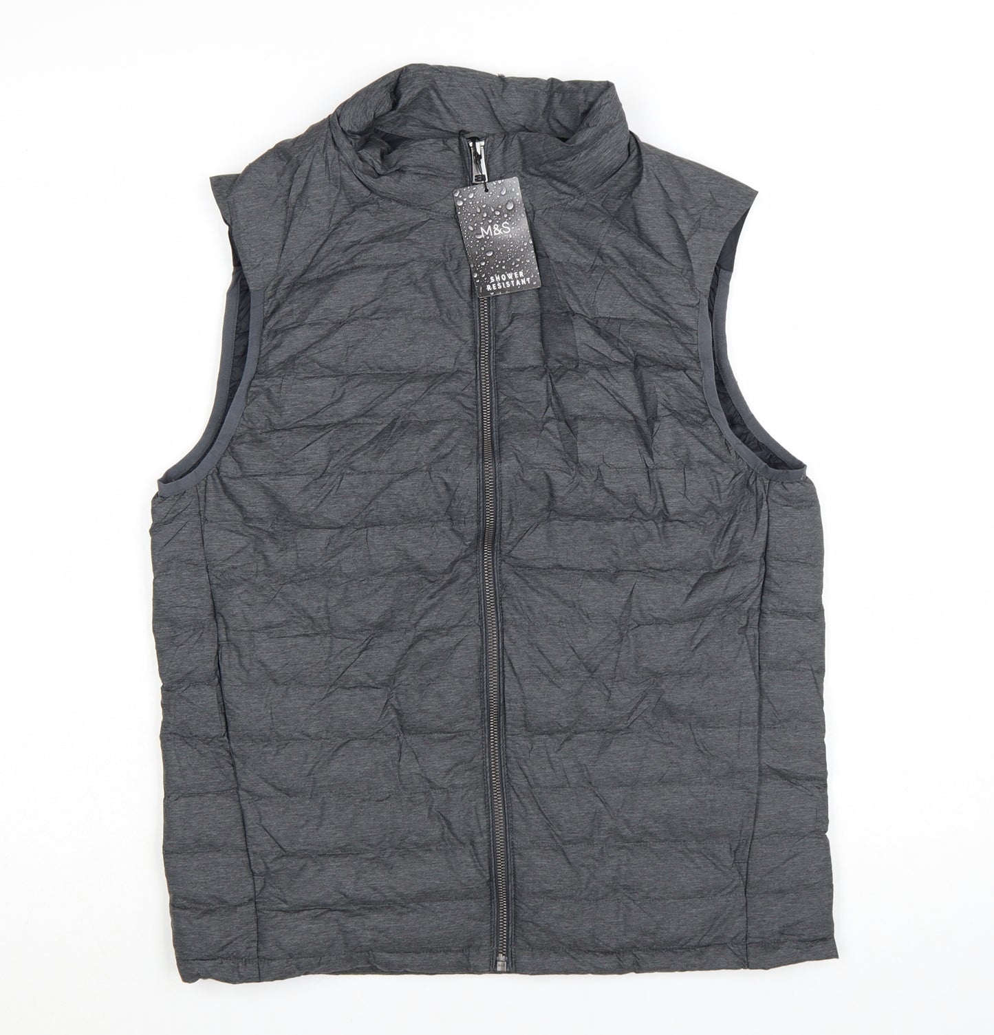 Marks and Spencer Mens Grey Down Padded Bodywarmer S Regular Fit
